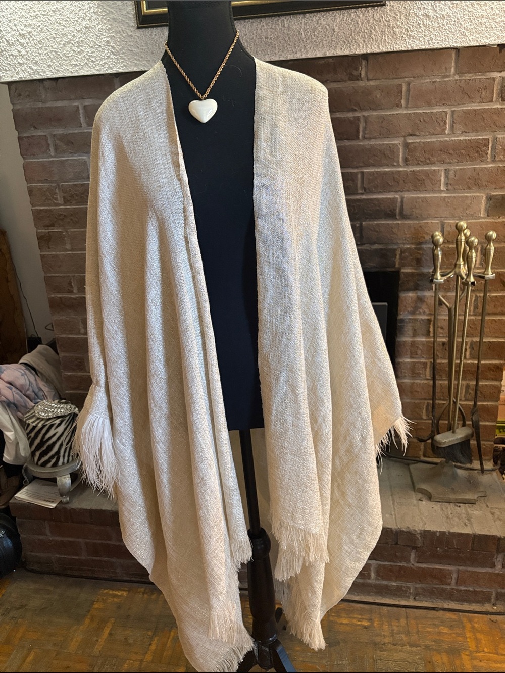Brunello Cucinelli Cream Fringe Cape